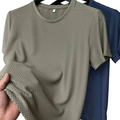 Summer Ice Silk High-End Solid Color High Quality Short Sleeve T ShirtThe Plug