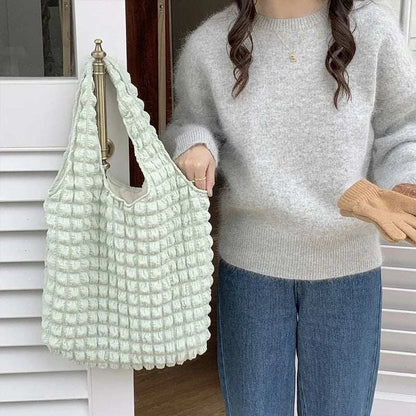 Yogodlns Summer Pleated Cloud Bag Female Candy Color Large Capacity ShThe Plug