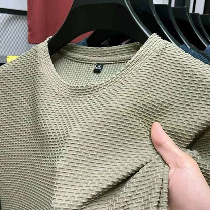 Summer Ice Silk High-End Solid Color High Quality Short Sleeve T ShirtThe Plug