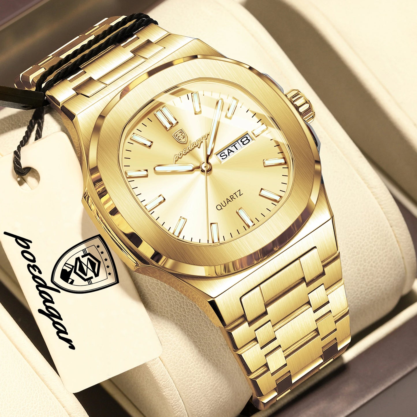 POEDAGAR Men's Luxury Quartz Watch – Waterproof & Luminous