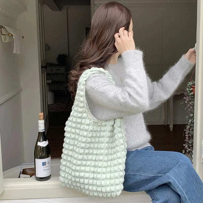 Yogodlns Summer Pleated Cloud Bag Female Candy Color Large Capacity ShThe Plug