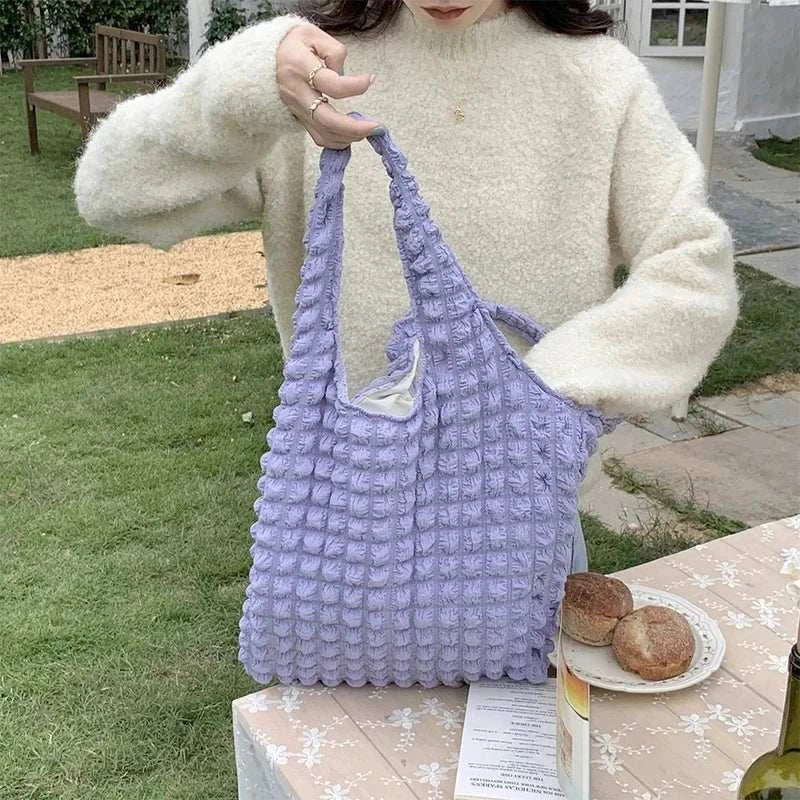Yogodlns Summer Pleated Cloud Bag Female Candy Color Large Capacity ShThe Plug