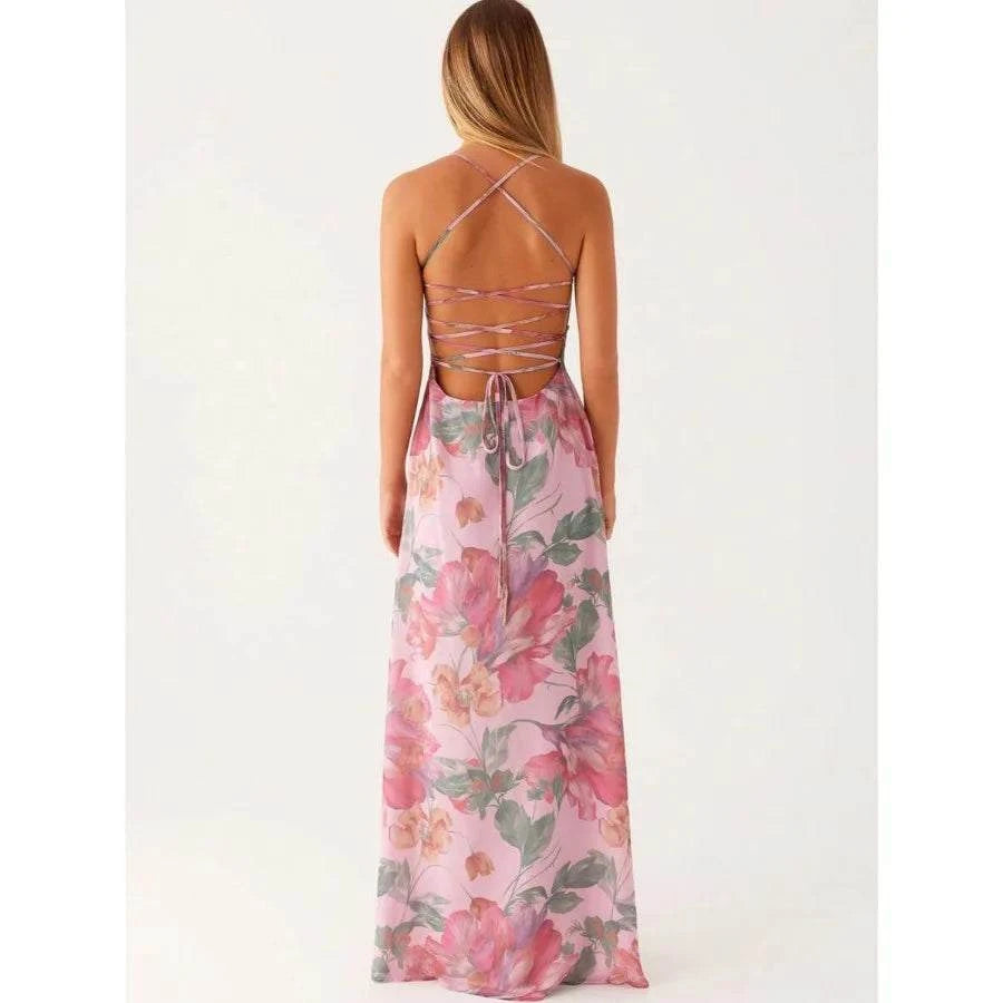 【New style】Women's Summer Boho Floral Print Cami Dress Bodycon Long MaThe Plug