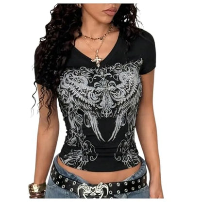 SOLY HUX Women's Graphic Tees Y2K Vintage Gothic Tops 2000s StreetwearThe Plug