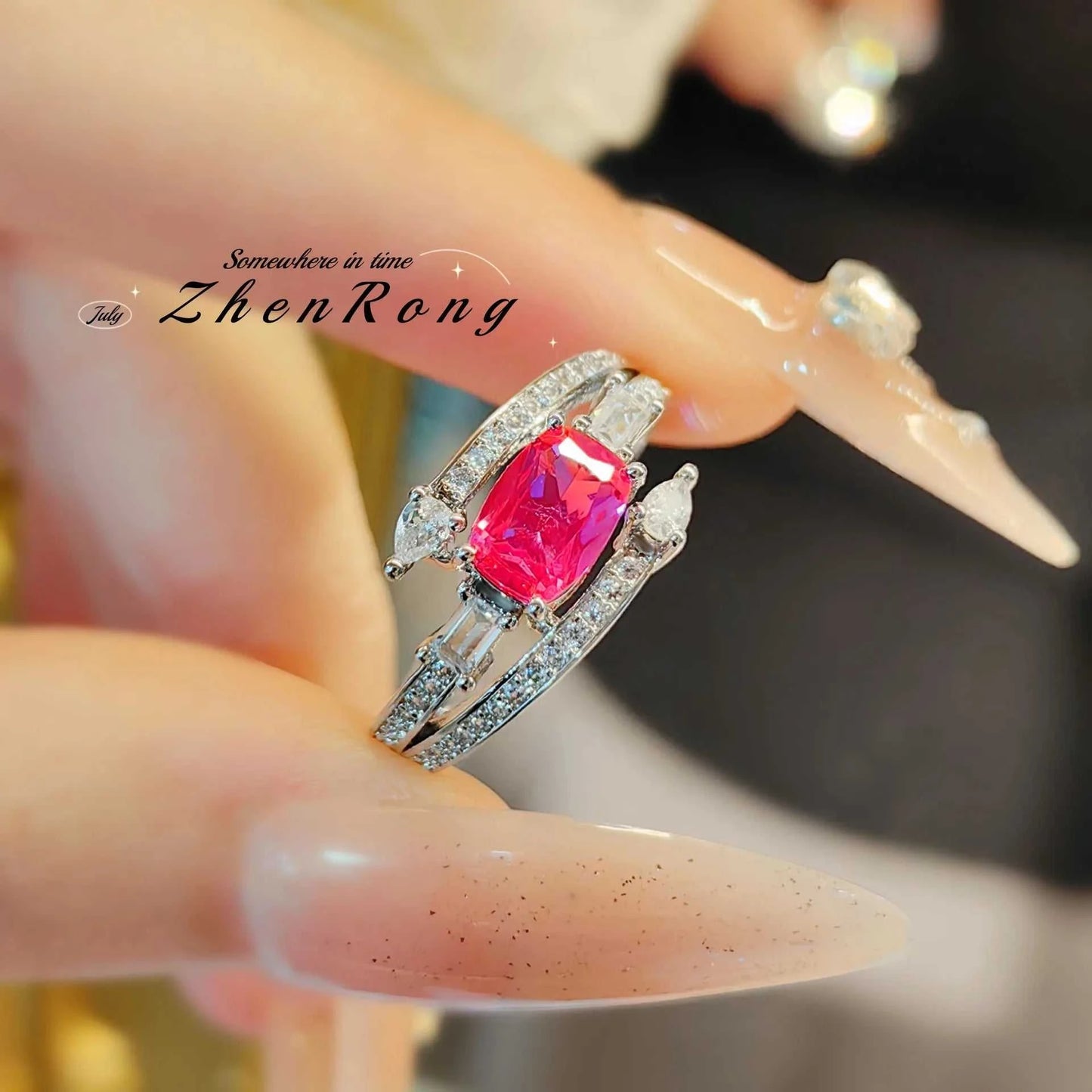 Fashion Red Corundum Ring for Women - Luxury Simulated Blood Red High-The Plug