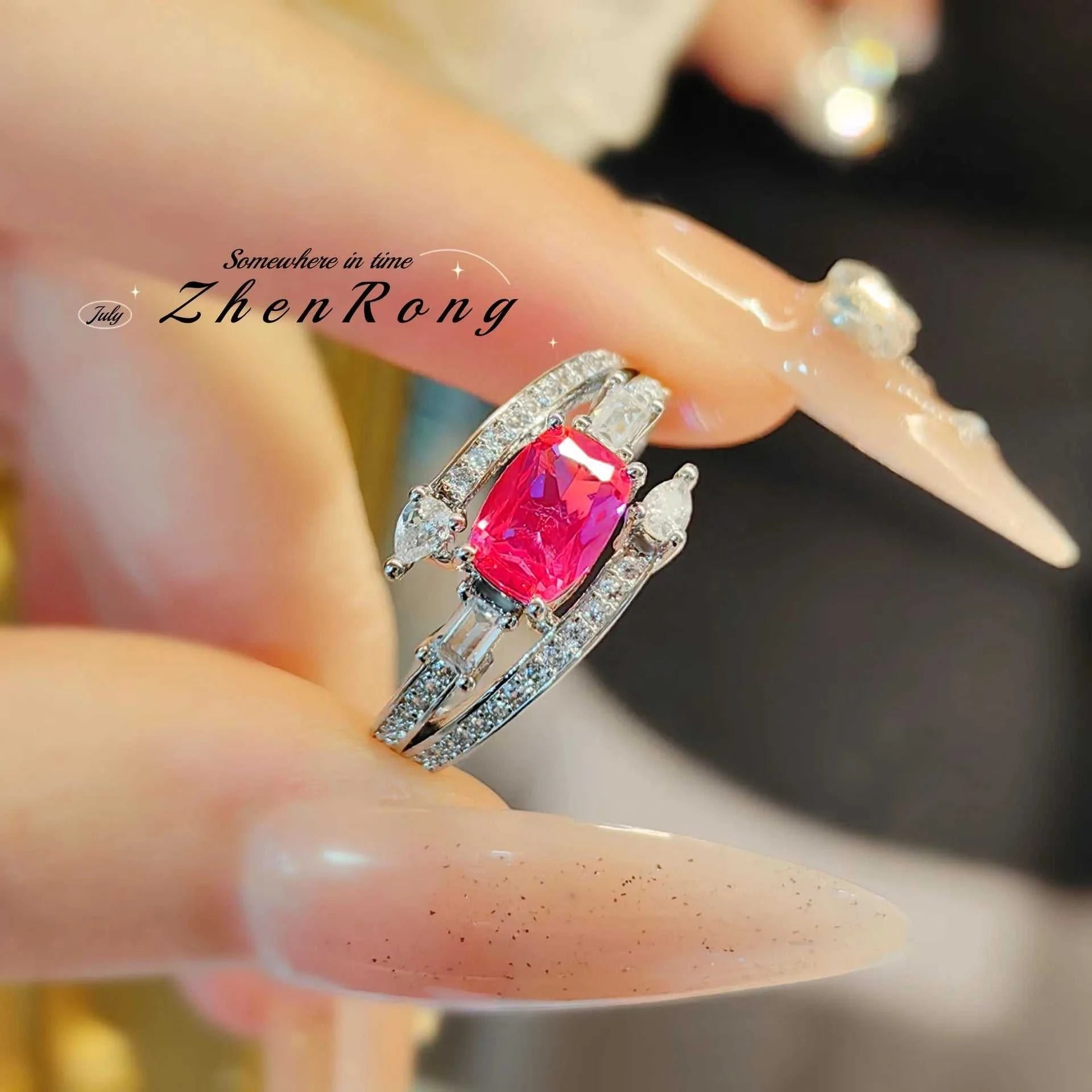 Fashion Red Corundum Ring for Women - Luxury Simulated Blood Red High-The Plug