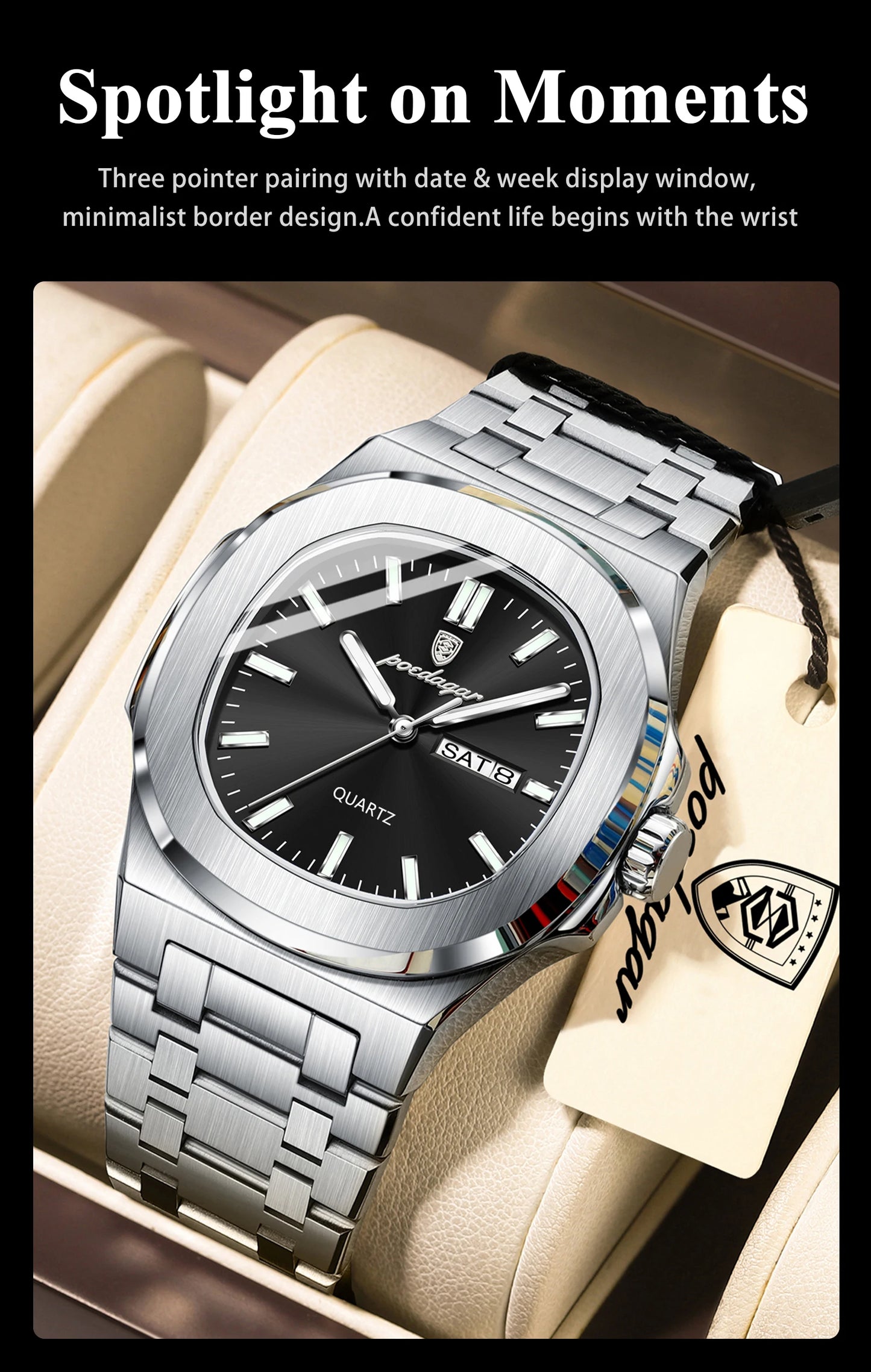 POEDAGAR Men's Luxury Quartz Watch – Waterproof & Luminous