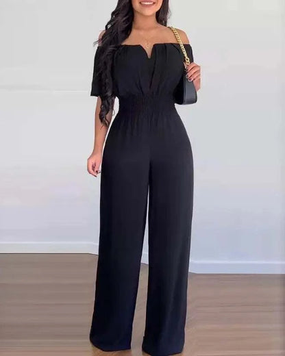 Jumpsuits for Women 2025 Spring Fashion Off Shoulder Casual Plain ShorThe Plug