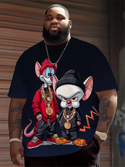 Men's Hip Hop Cartoon Animal Print T-Shirt | Street Style Summer Tee
