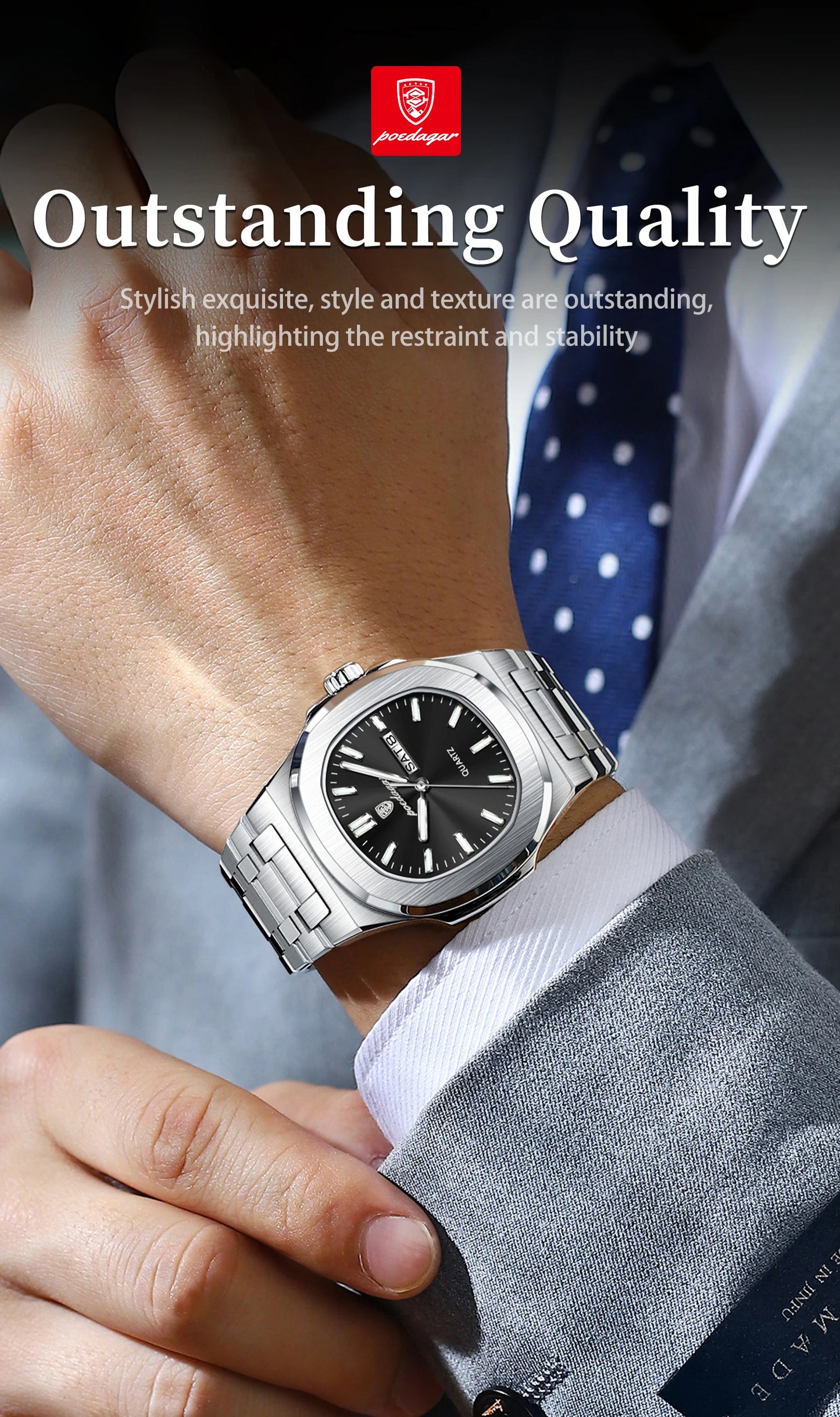 POEDAGAR Men's Luxury Quartz Watch – Waterproof & Luminous