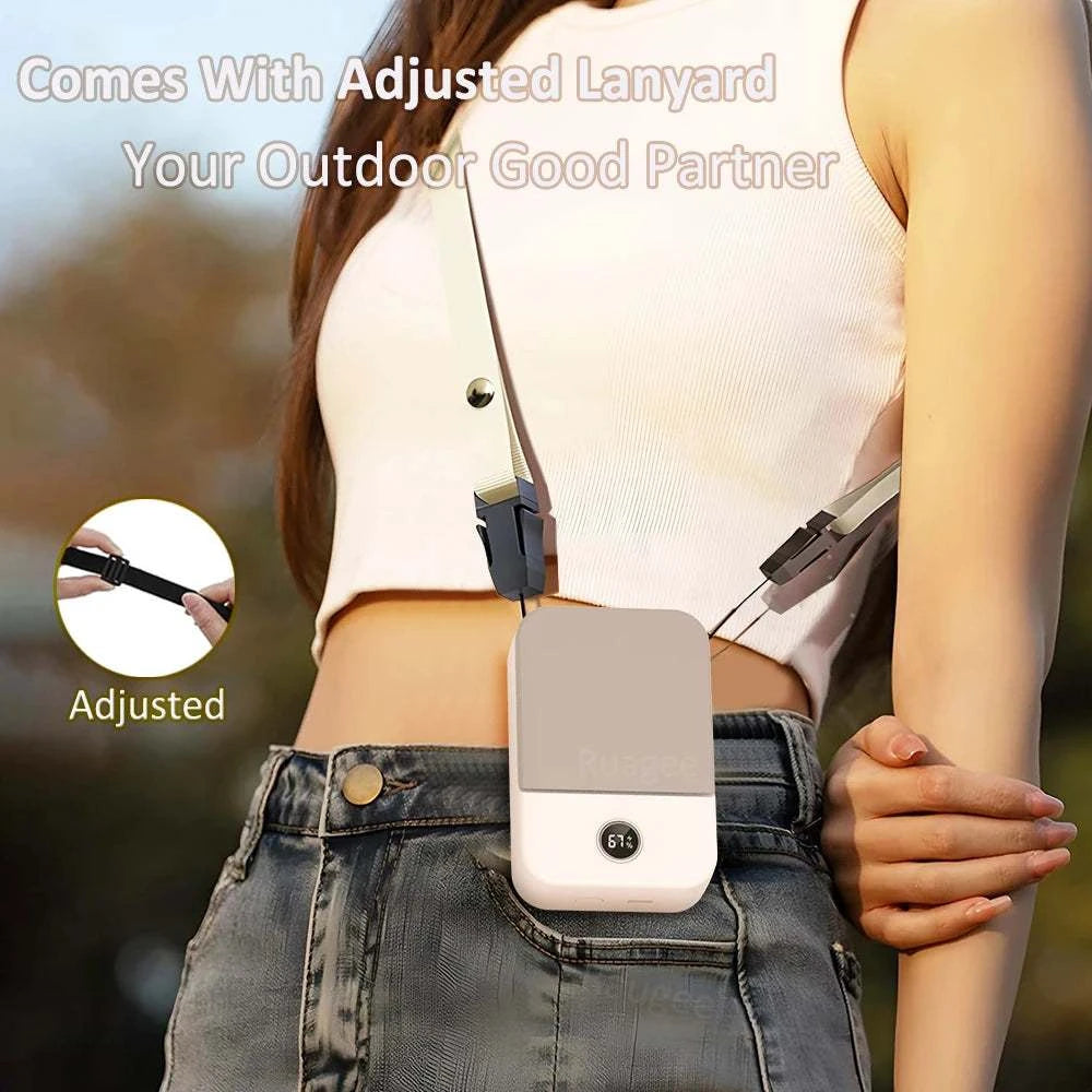 Waist Fan Portable Wearable Hanging Neck Fan USB Rechargeable Air CircThe Plug