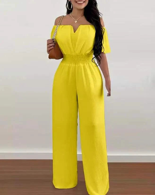 Jumpsuits for Women 2025 Spring Fashion Off Shoulder Casual Plain ShorThe Plug