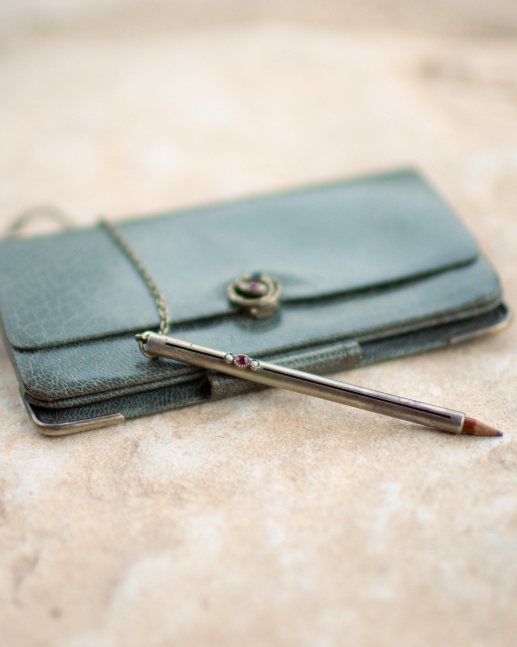 Antique French Leather Purse with Snake Clasp by Maison Maquet