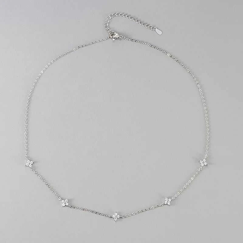 New Stainless Steel Zircon Necklaces for Women 18K Gold Plated Four LeThe Plug