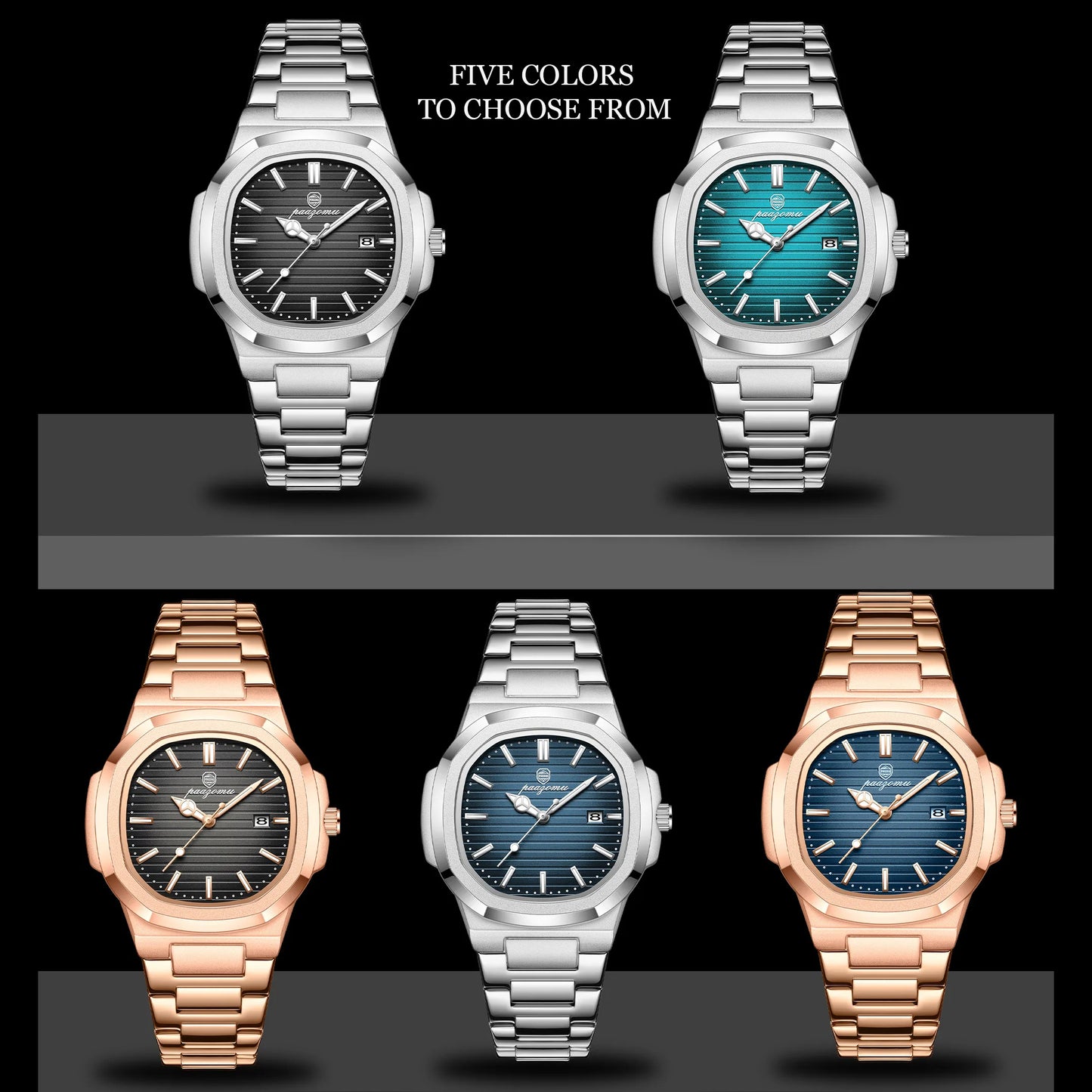 Men's Stainless Steel Waterproof Quartz Watch - Luminous Date & Week Display
