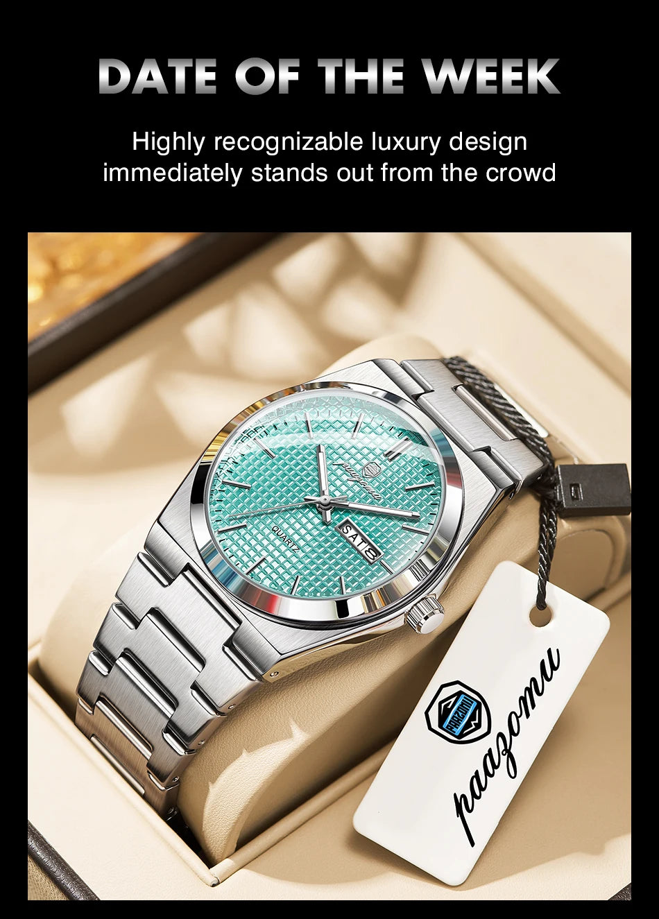 PAAZOMU Men's Luxury Chronograph Watch – Waterproof, Luminous & Date Display