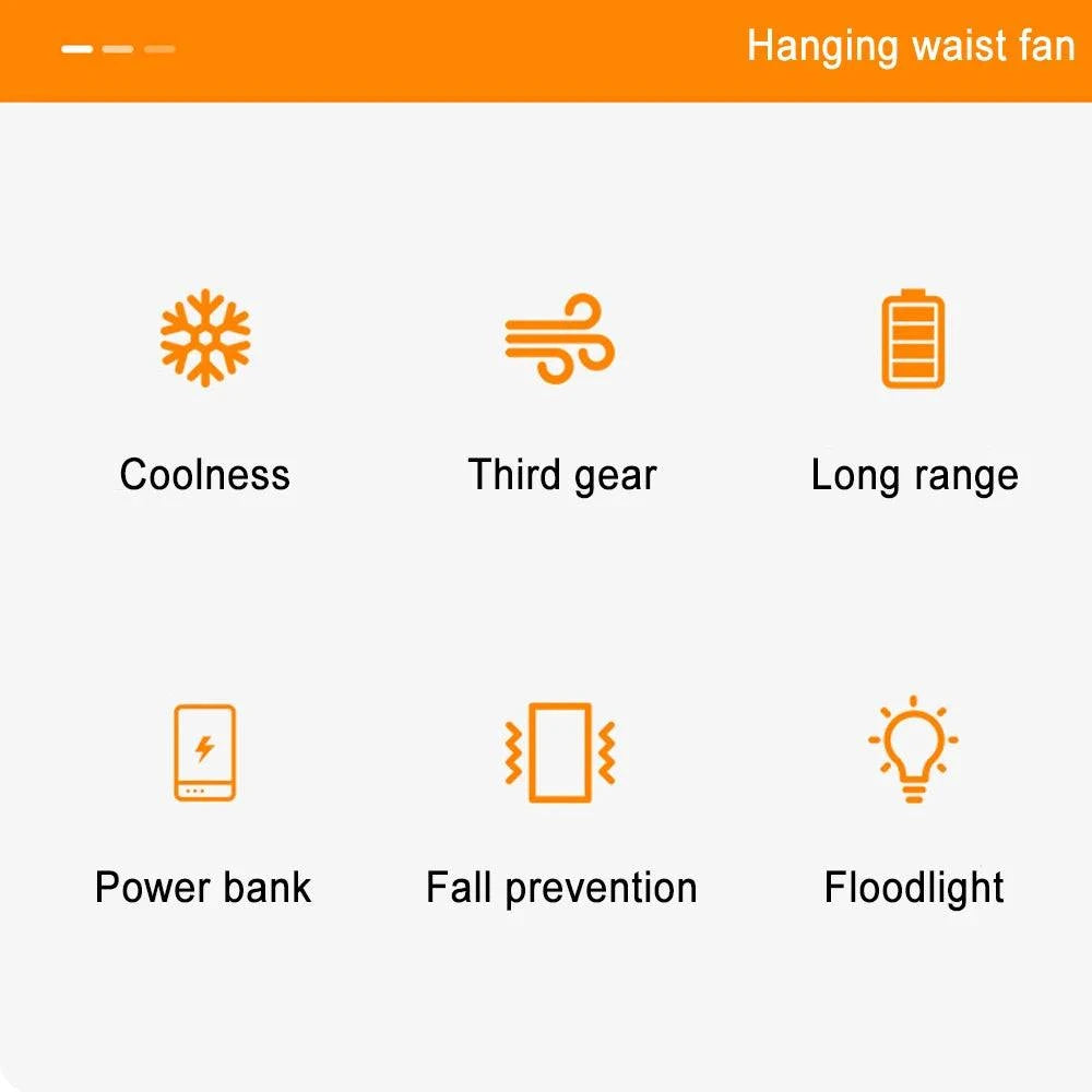 Portable Waist Fan Mini Rechargeable Portable Fan with 4000mAh Power BThe Plug