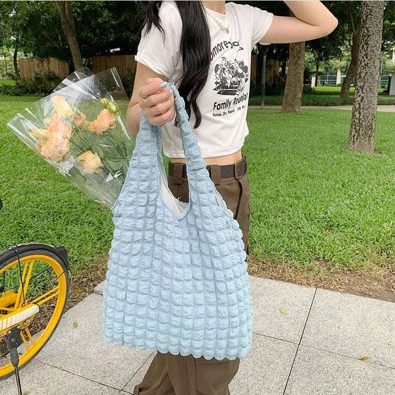 Yogodlns Summer Pleated Cloud Bag Female Candy Color Large Capacity ShThe Plug