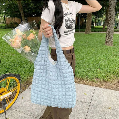 Yogodlns Summer Pleated Cloud Bag Female Candy Color Large Capacity ShThe Plug