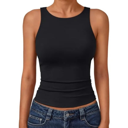 Trendy Queen Womens Double Lined Sleeveless Tank Tops Workout 2026 SumThe Plug