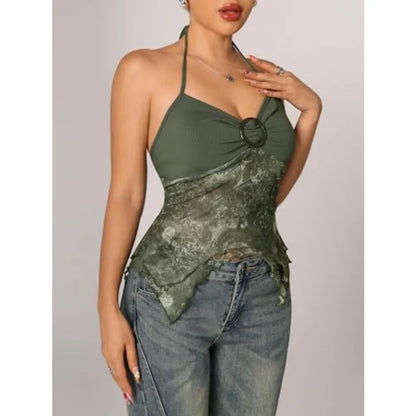 Verdusa Women's Y2k Halter Top Fairy 2000s Clothing Asymmetrical GoingThe Plug