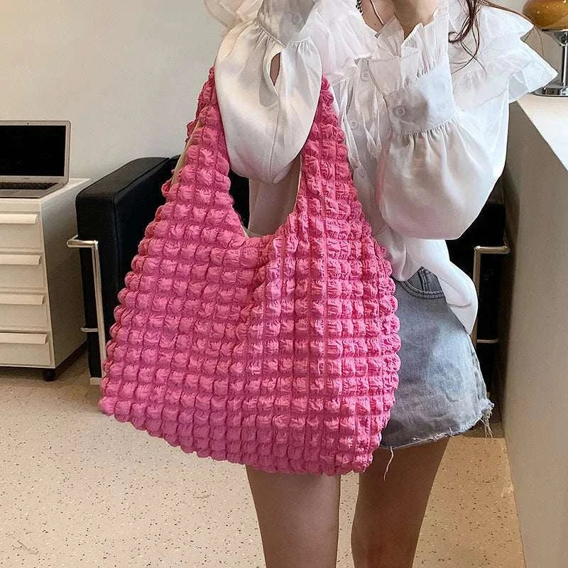 Yogodlns Summer Pleated Cloud Bag Female Candy Color Large Capacity ShThe Plug