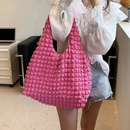 Yogodlns Summer Pleated Cloud Bag Female Candy Color Large Capacity ShThe Plug