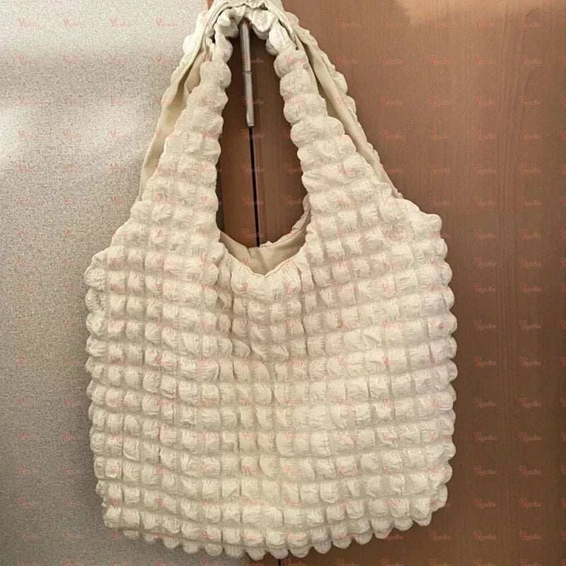 Yogodlns Summer Pleated Cloud Bag Female Candy Color Large Capacity ShThe Plug