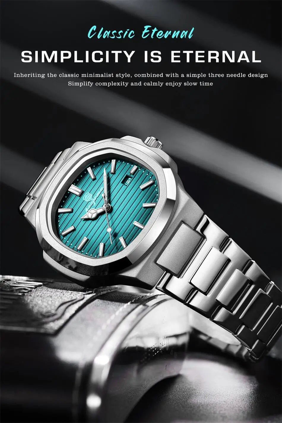 Men's Stainless Steel Waterproof Quartz Watch - Luminous Date & Week Display