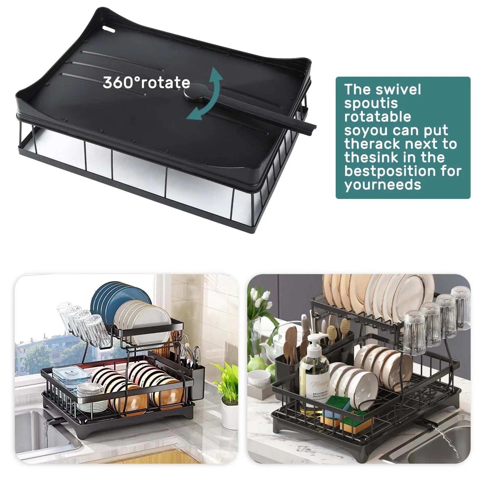 Large 2-tier dish drying rack for kitchen countertops, removable largeThe Plug
