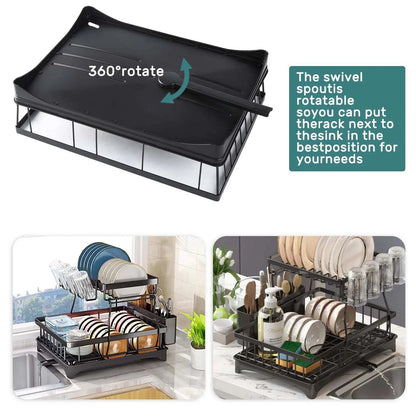 Large 2-tier dish drying rack for kitchen countertops, removable largeThe Plug