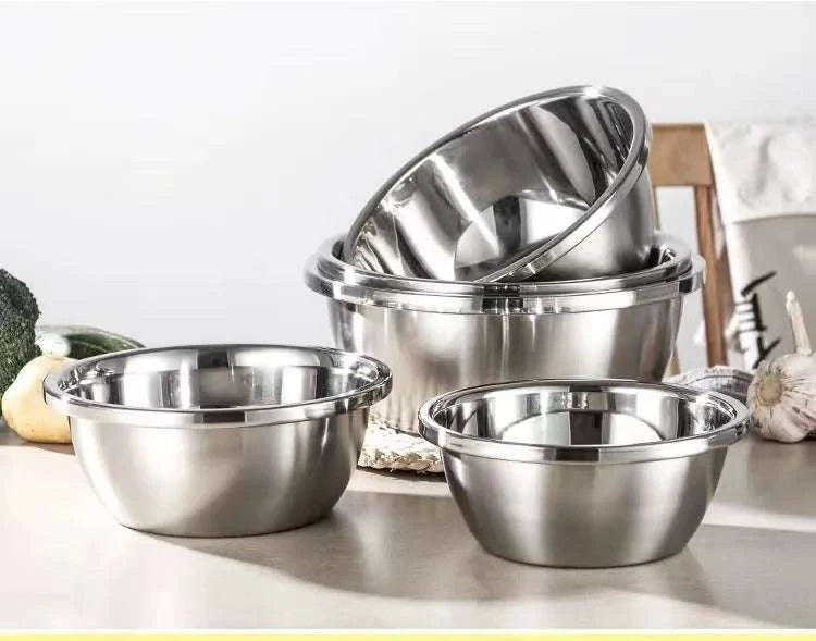 Stainless Steel Mixing Bowl Set, Multi-Purpose Kitchen Basin, EuropeanThe Plug