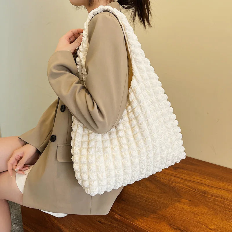 Yogodlns Summer Pleated Cloud Bag Female Candy Color Large Capacity Shoulder Bag Handbags Shopping Girls Pouch Tote Bolsas