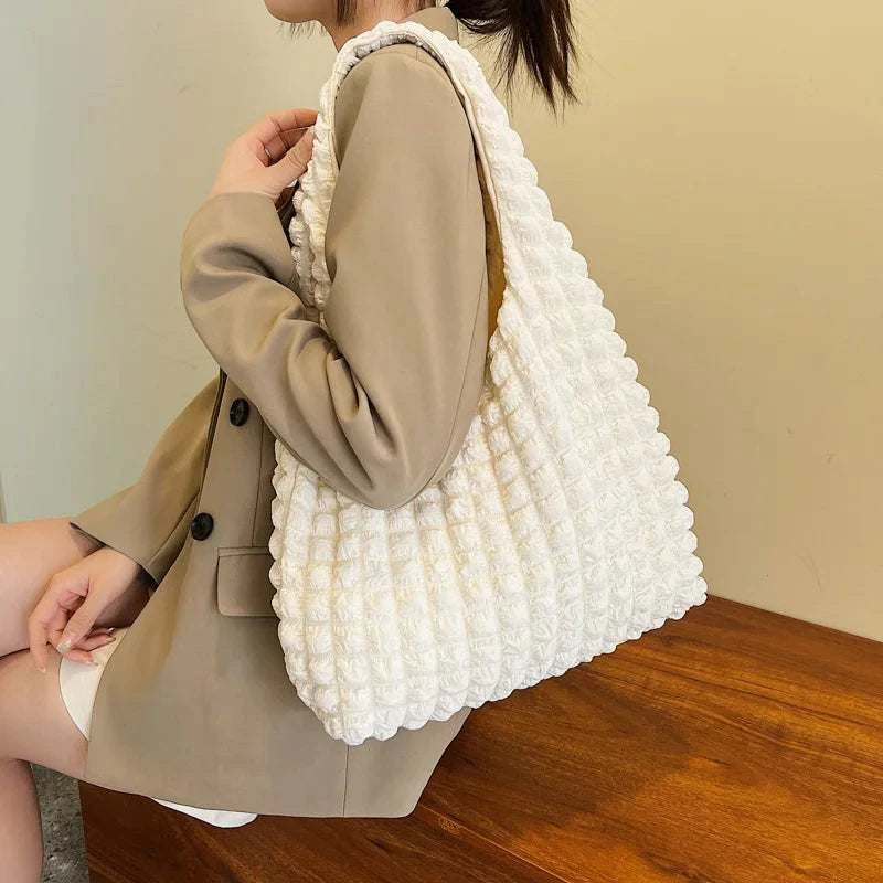 Yogodlns Summer Pleated Cloud Bag Female Candy Color Large Capacity ShThe Plug