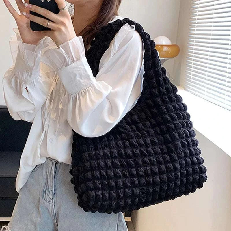 Yogodlns Summer Pleated Cloud Bag Female Candy Color Large Capacity ShThe Plug