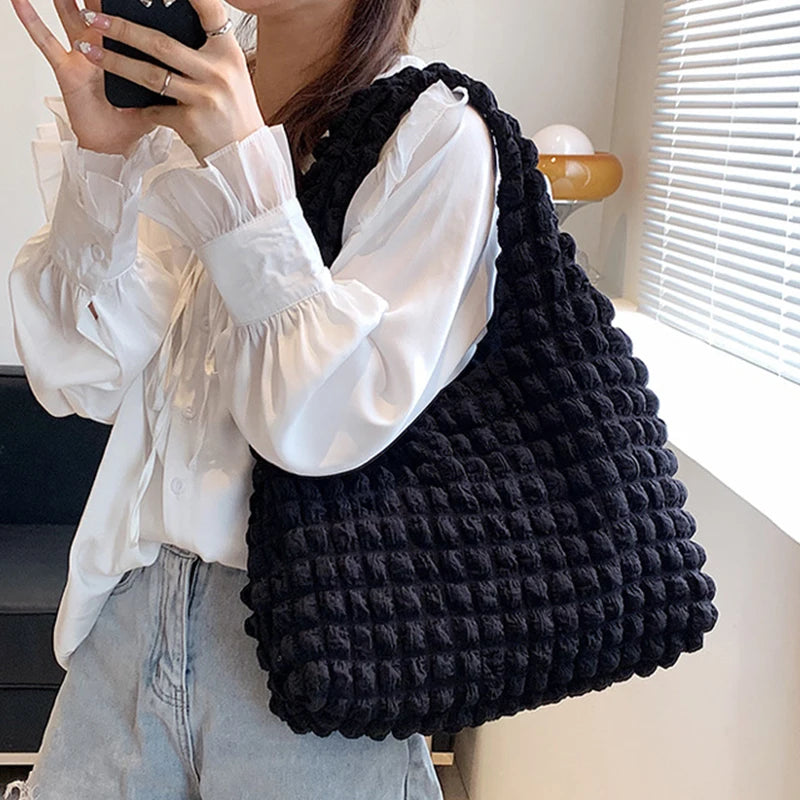 Yogodlns Summer Pleated Cloud Bag Female Candy Color Large Capacity Shoulder Bag Handbags Shopping Girls Pouch Tote Bolsas