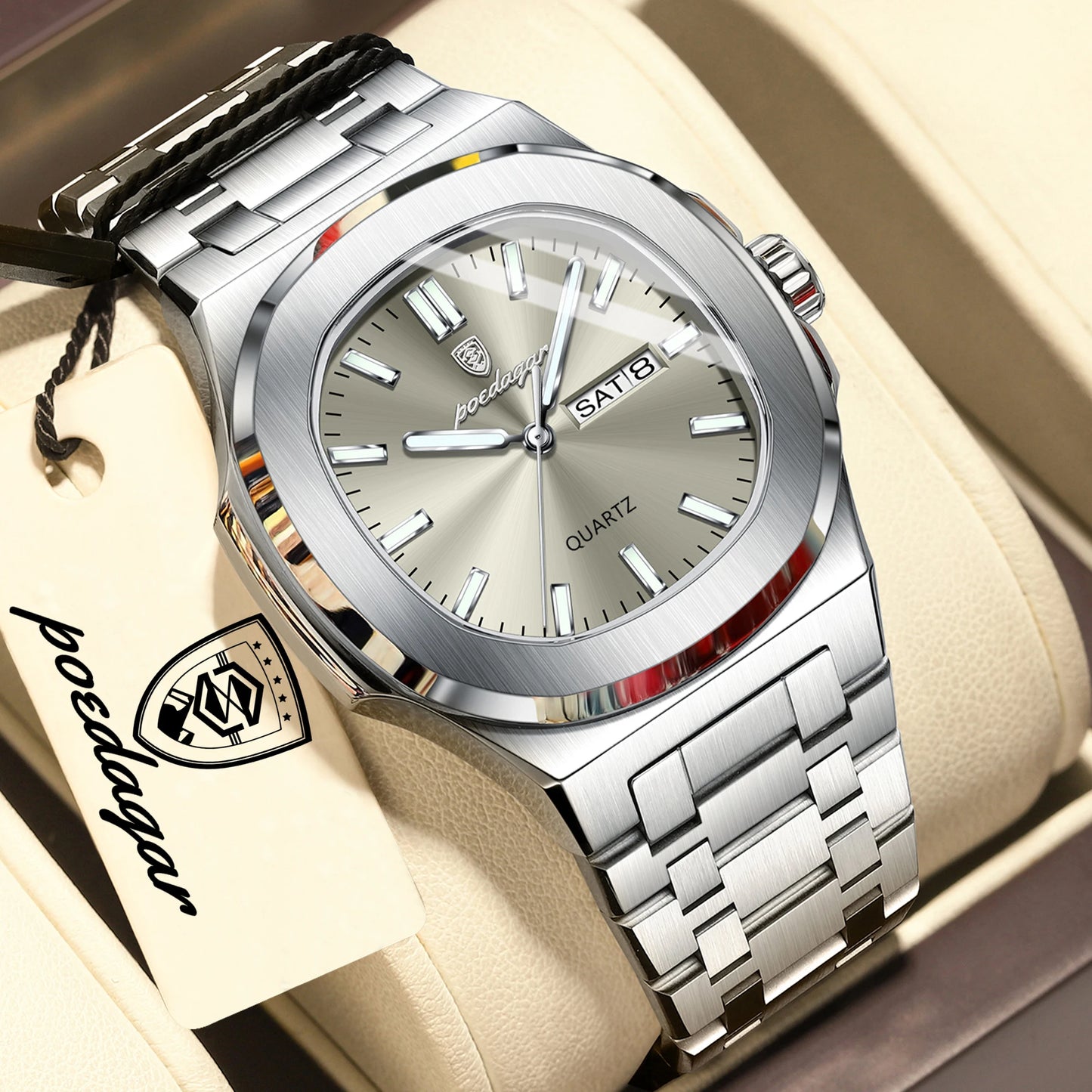 POEDAGAR Men's Luxury Quartz Watch – Waterproof & Luminous