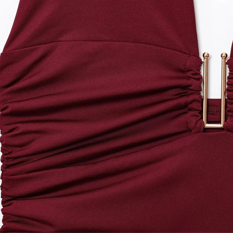 HXAO Women Tops Corset Halter Crop Top Woman Summer Pleated Tight Party Tops Ties Backless Sexy Top Off Shoulder Burgundy Top