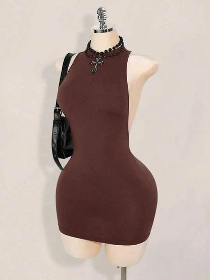 White Bodycon Mini Dress with Criss-Cross Backless DesignThe Plug