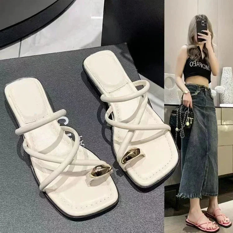 Stylish Women's Cross Strap Slide Sandals Comfortable Lightweight Toe The Plug