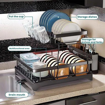 Large 2-tier dish drying rack for kitchen countertops, removable largeThe Plug