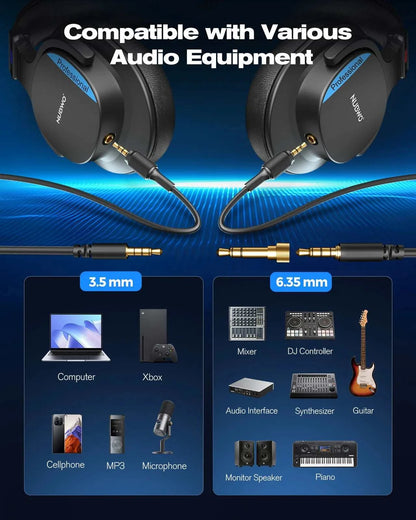 NEW NUBWO HD01 Studio Wired Headphones Hi-Res Over Ear Headphones 180°The Plug