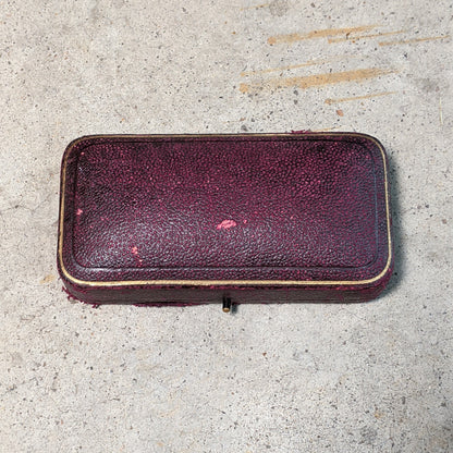 1900s-1910s Silver + Paste Moon Brooch in Box