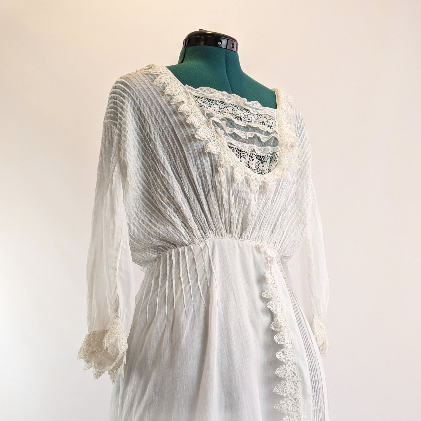 Edwardian White Cotton Lace Gown