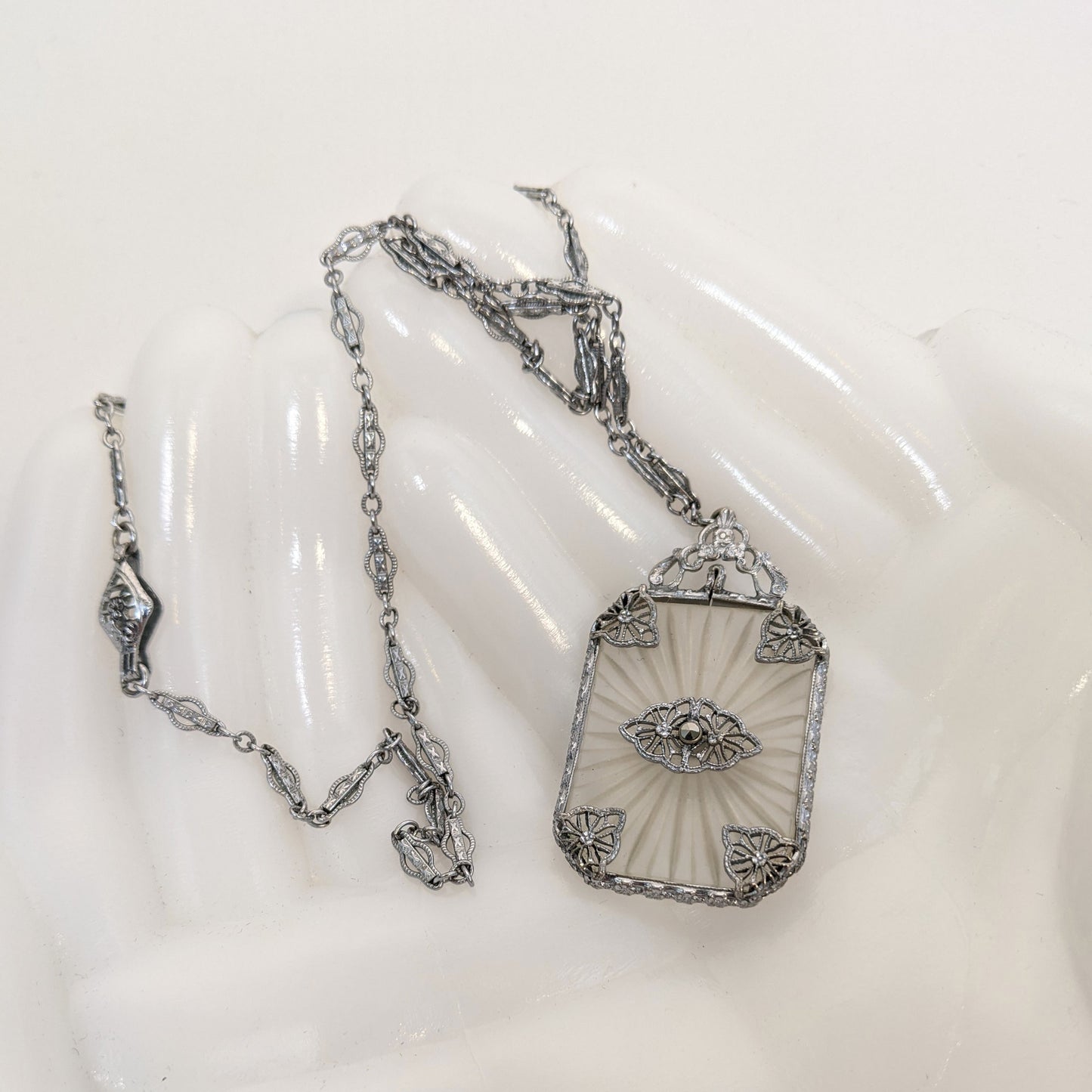 Art Deco Camphor Glass Necklace