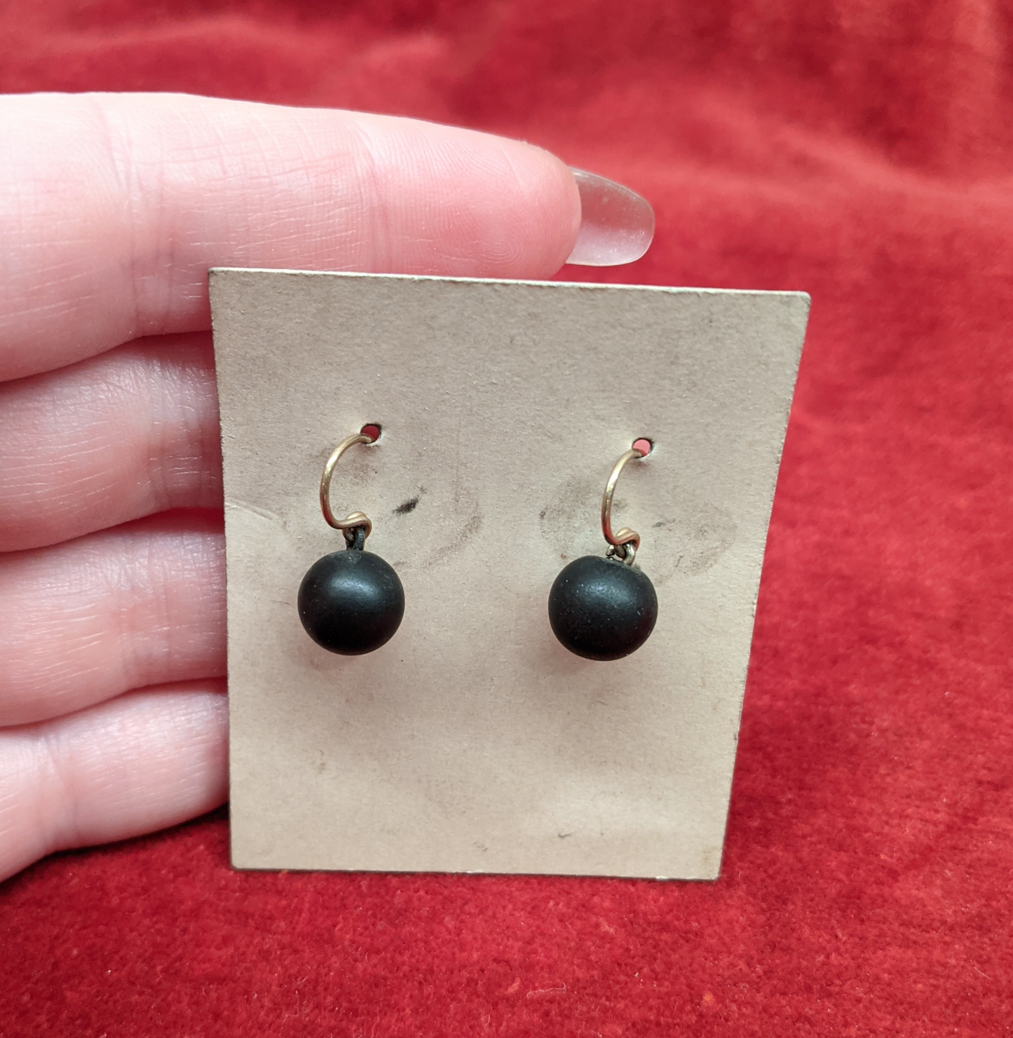 Victorian French Jet Orb Ear Drops