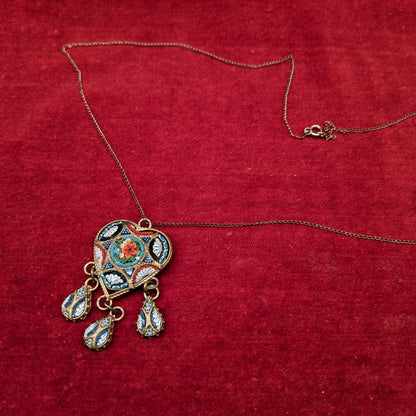 RESERVED | Vintage Micromosaic Heart Necklace