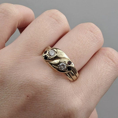 Vintage 9k Gold Victorian Revival Snake Ring