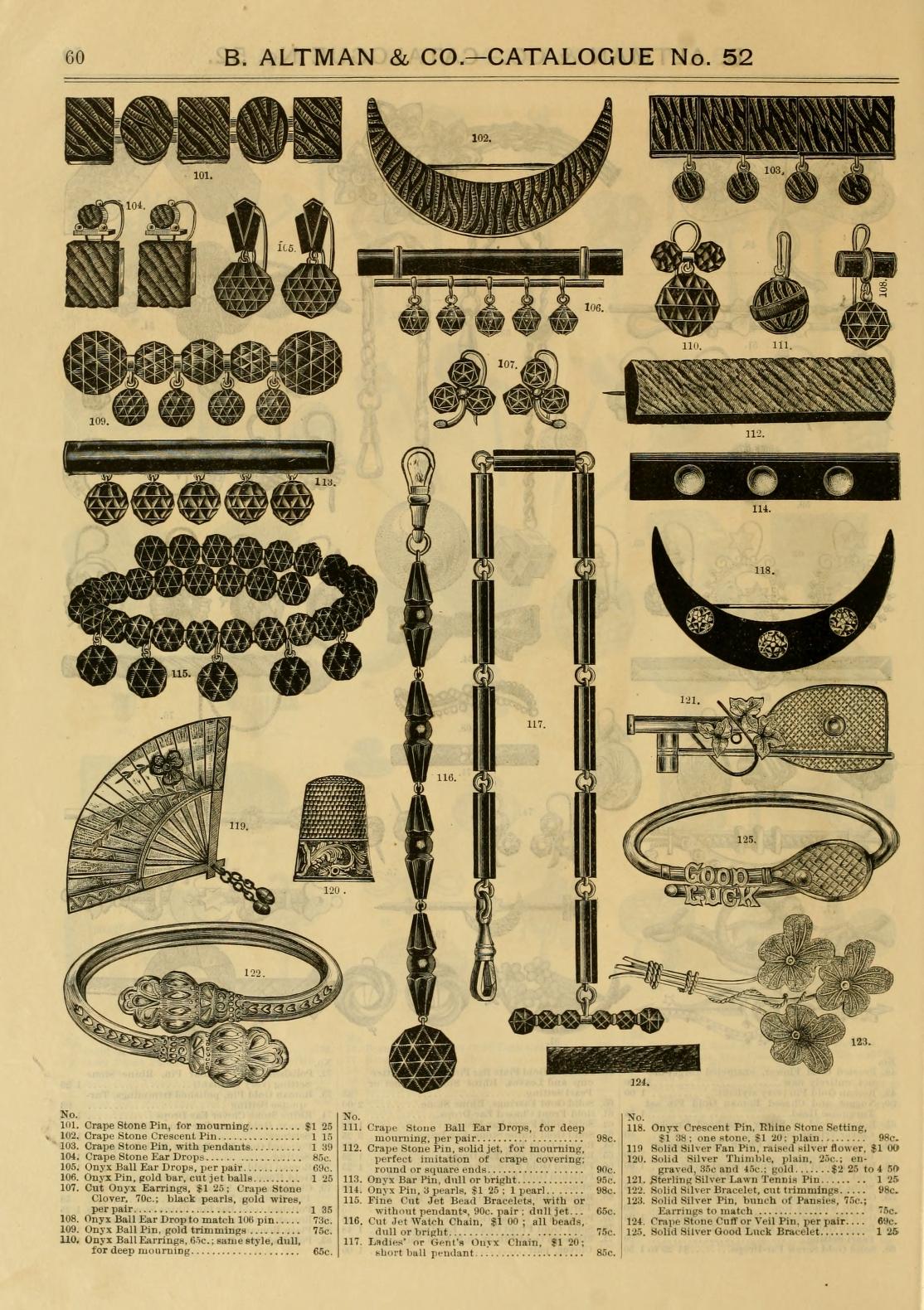 1889 French Jet "Crepe" Earrings