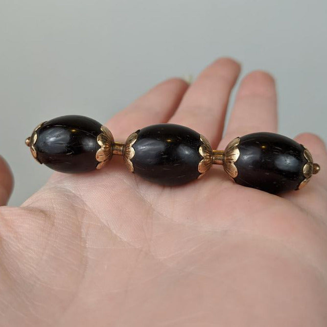 19th c. 14k Gold Palm Seed Brooch